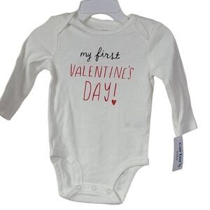 NWT Carter's Baby 6M White Cotton Onesie My First Valentine's Day Photo Outfit